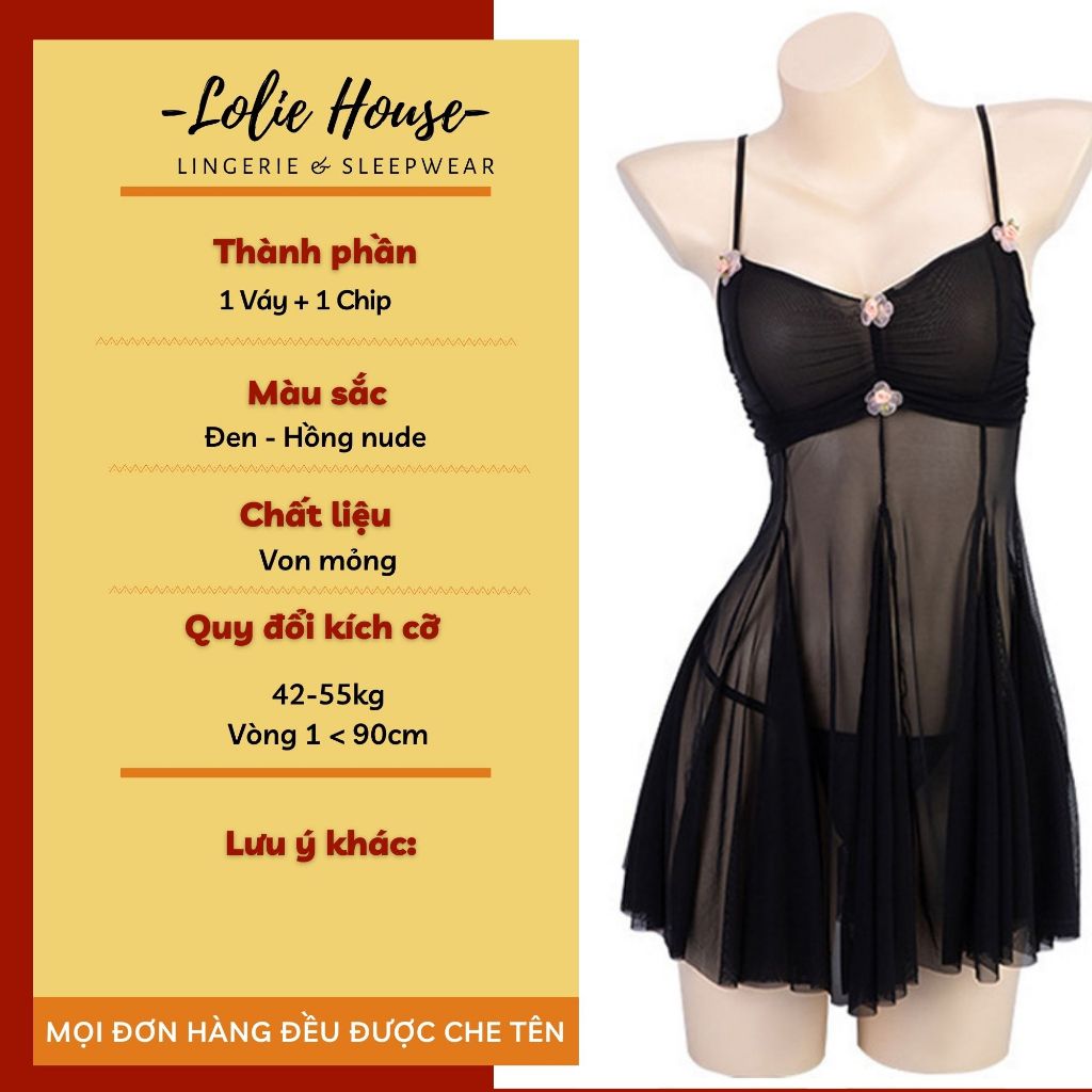 Váy ngủ ren voan sexy xuyên thấu gợi cảm cho nữ mặc nhà LOLIE HOUSE - VN54 | BigBuy360 - bigbuy360.vn