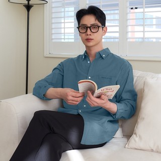 Áo sơ mi Xanh Chàm BY SEOUL vải OXFORD cao cấp dày dặn, form regular | dài tay cổ bẻ