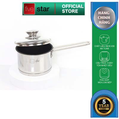 Quánh chống dính 3 đáy inox 430 Fivestar Standard nắp kính bếp từ (12cm/14cm)