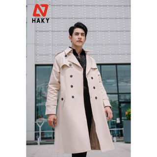 HK416 - Áo măng tô Kaki nam dáng dài TRENCH COAT HAKY thiết kế cao cấp, Áo mangto kaki dáng lửng lót lụa có cá vai