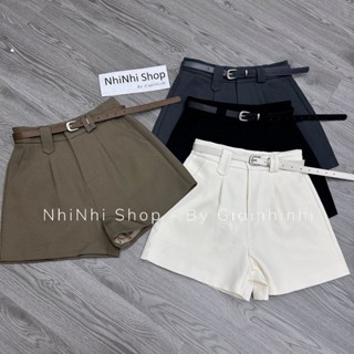 Quần short vải kèm đai chất đẹp, Quần đùi nữ cạp cao QC QS920 - NhiNhi Shop