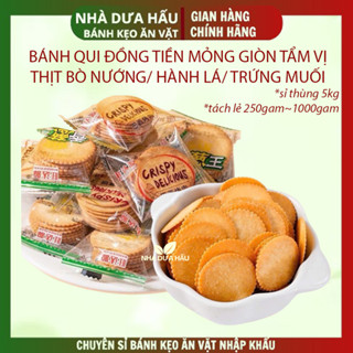 [COMBO 1KG SIÊU RẺ] Bánh qui đồng tiền mỏng giòn vị thịt nướng/ hành lá/ trứng muối CRISPY