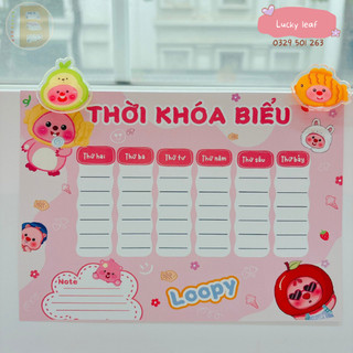 SET 3 THỜI KHOÁ BIỂU LOOPY, CAPYBARA đáng yêu