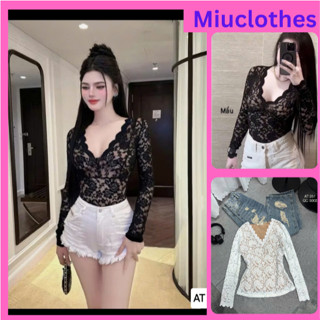 Áo Ren  Lưới Nữ Có Lót Trong Dày Dặn -  Dài Tay[ Bigsize ] AT 251 .By Miuclothes