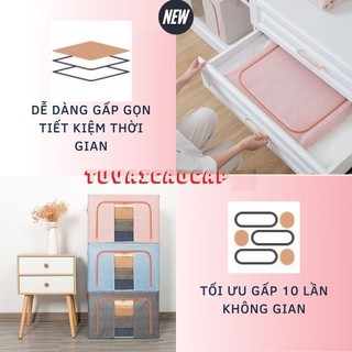  Hộp Đựng Quần Áo Túi giỏ Đựng Quần Áo Vải Khung thép đa năng Kích Thước Lớn 80L 