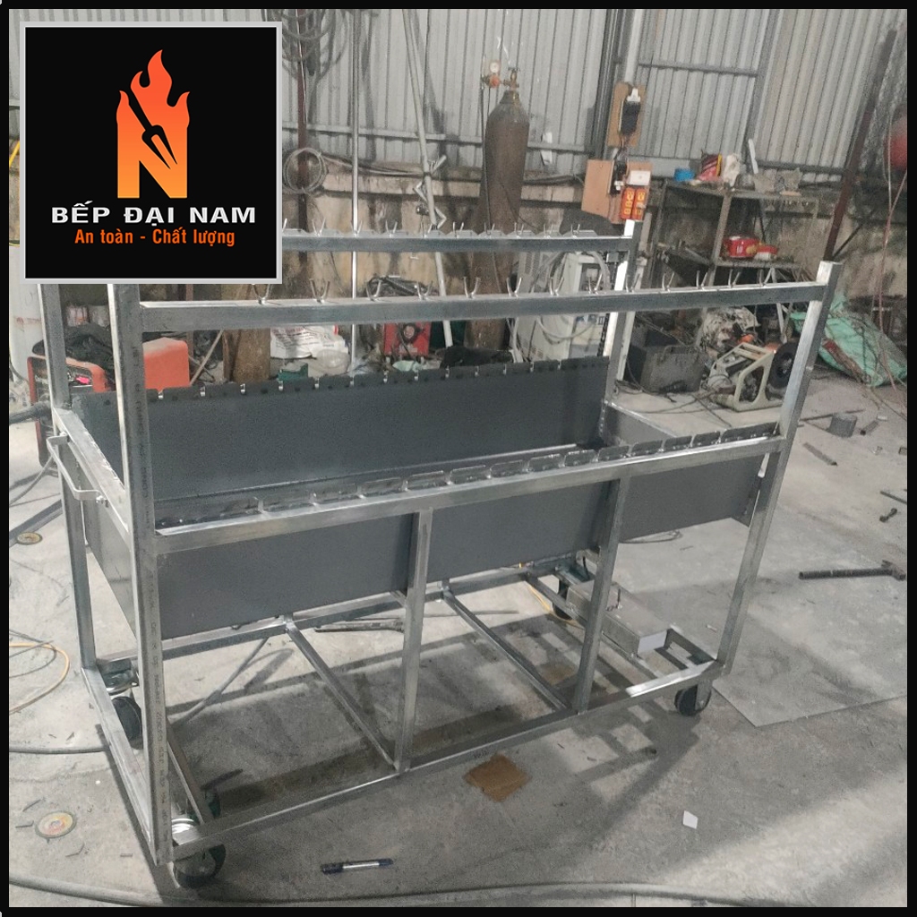 Lò quay thịt, lò quay vịt cả con, lò quay bằng thép 2 tầng, tặng kèm que xiên thịt