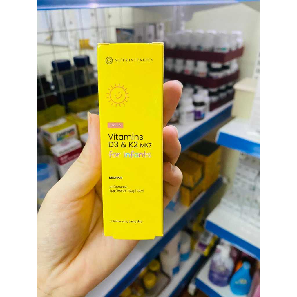 Vitamin D3K2 MK7 Nutrivitality của Anh Quốc giúp bé phát triển chiều cao, tăng đề kháng 30ml