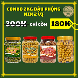 Combo 2Kg Đậu Mix 4 Vị [ 500g Đậu Phộng Tỏi Ớt + 500g Đậu Phộng Cốt Dừa + 500g Đậu Hà Lan Tỏi Ớt + 500g  Da Cá Tỏi Ớt ]