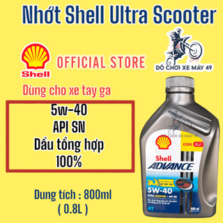 Dầu Nhớt xe TAY GA 100% tổng hợp Shell Advance Ultra Scooter 0.8 lít ( 800ml ) chính hãng