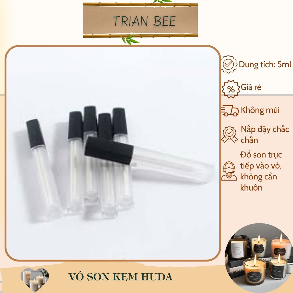 thanh lý Vỏ son kem huda, vỏ trong suốt nắp đen, đổ trực tiếp