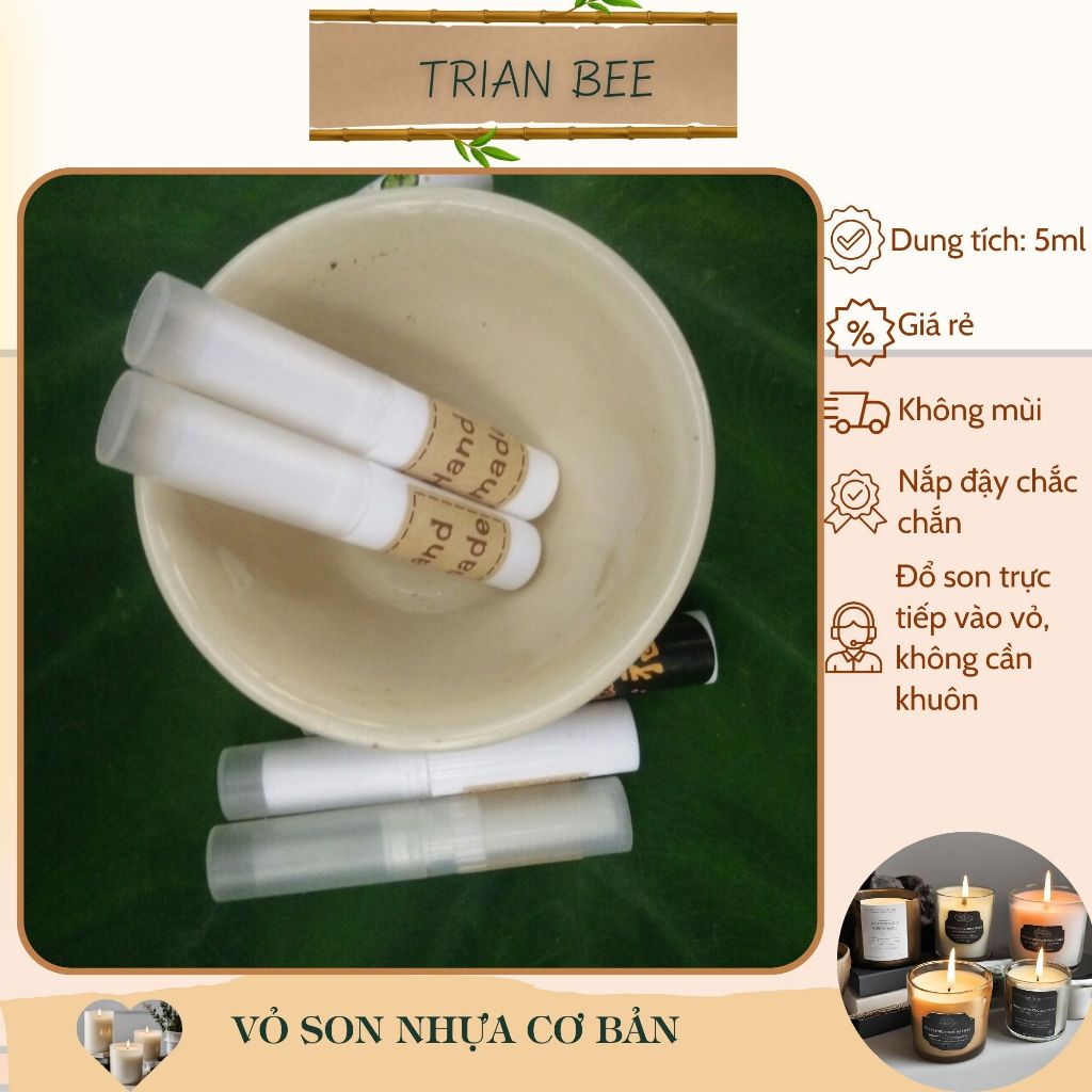 vỏ son nhựa cơ bản, đổ son trực tiếp không cần khuôn, vỏ làm son handmade