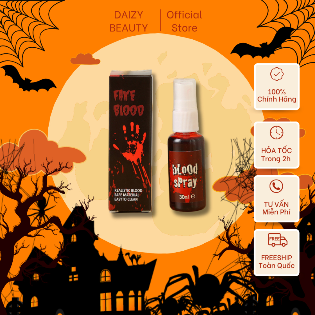 Máu Giả Dạng Xịt Tia 10/30/60ml Hóa Trang Halloween, Máu Giả Cosplay