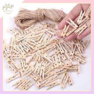 Kẹp gỗ kẹp ảnh gói 50 kẹp tặng kèm 5m dây cói treo ảnh