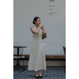 Ann Dress - Đầm Yếm Linen Mút Ngực Cột Dây ( ảnh chính chủ )