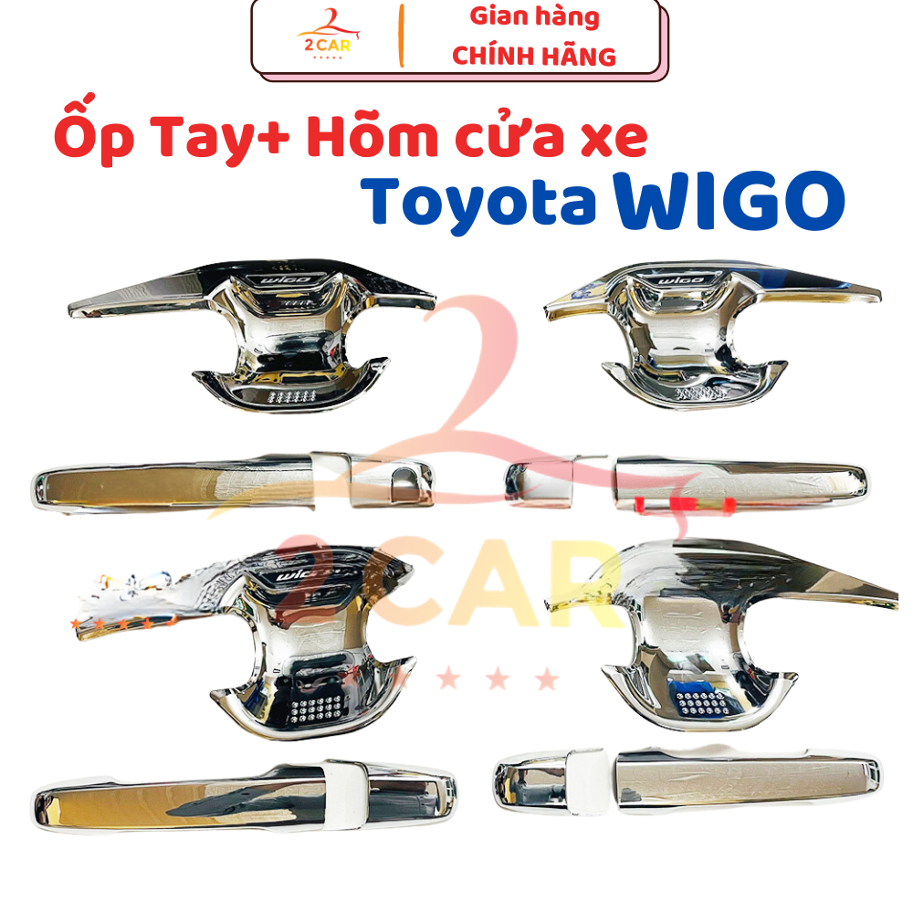 Ốp tay nắm cửa, hõm cửa xe Toyota Wigo 2023-2024 mạ Crom cao cấp