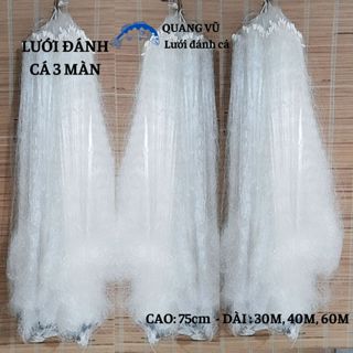 Lưới đánh cá 3 màn thả bắt cá cá rô phi, trắm cao 70-75cm dài 30m, 40m then 2, then 3, then 4, then 5 ở sông hồ ao suối