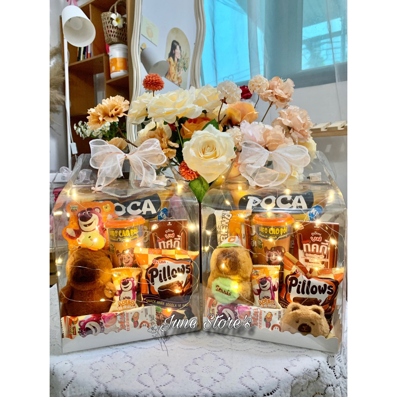 Set Quà Gấu Capybara Kèm Bánh Kẹo Làm Quà Tặng Sinh Nhật, Trung Thu, Thôi Nôi Đầy Ý Nghĩa KÍCH THƯỚC 30x20cm