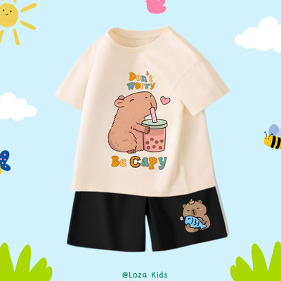 Bộ đồ Capybara mẫu mới 2026 cho bé trai - Quần áo bé trai size từ 15-40kg-  Loza Kids SB114