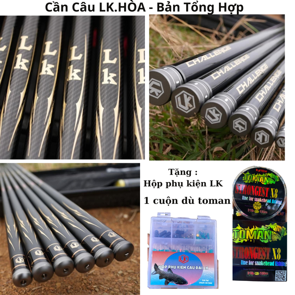ok Cần Câu LK Hòa Phiên Bản Tổng Hợp , Cần Câu Săn Hàng LK Hòa Độ Cứng 5H Tặng Dù Toman Và Hộp Phụ K