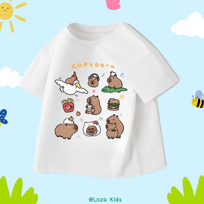 Áo thun Capybara mẫu mới 2026 cho bé trai và bé gái - Áo phông trẻ em Loza Kids- AT2772