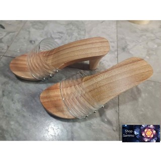 Guốc Gỗ Guốc Mộc Cao 7 Phân Đế Vuông ( đế cao su 2 lớp )