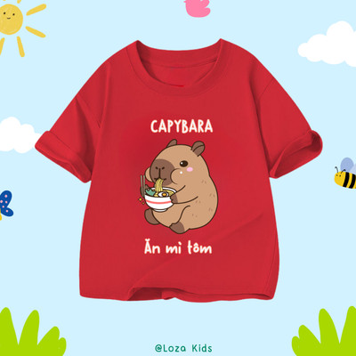 Áo thun Capybara mẫu mới 2026 cho bé trai và bé gái - Áo phông trẻ em Loza Kids- AT2784