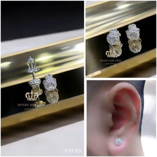 Bông tai bạc nam nữ Hoàng Minh Châu Jewelry (K01-S5), thiết kế thanh lịch chuẩn bạc chính hãng