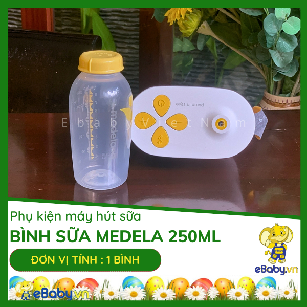 Bình Sữa Medela 250ml Hoa Văn, Dập Nổi- Chính Hãng New 100% Dành Cho Máy Hút Sữa Medela Pump Maxflow