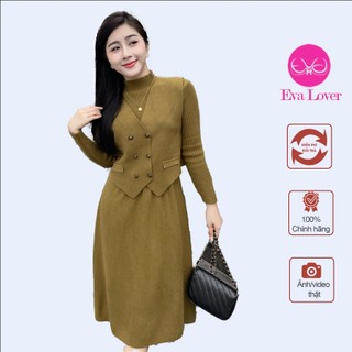Set len 2 chi tiết cao cấp gồm  1 váy và 1 áo gile chất len ép dày dặn lên sáng siêu sang Eva Lover