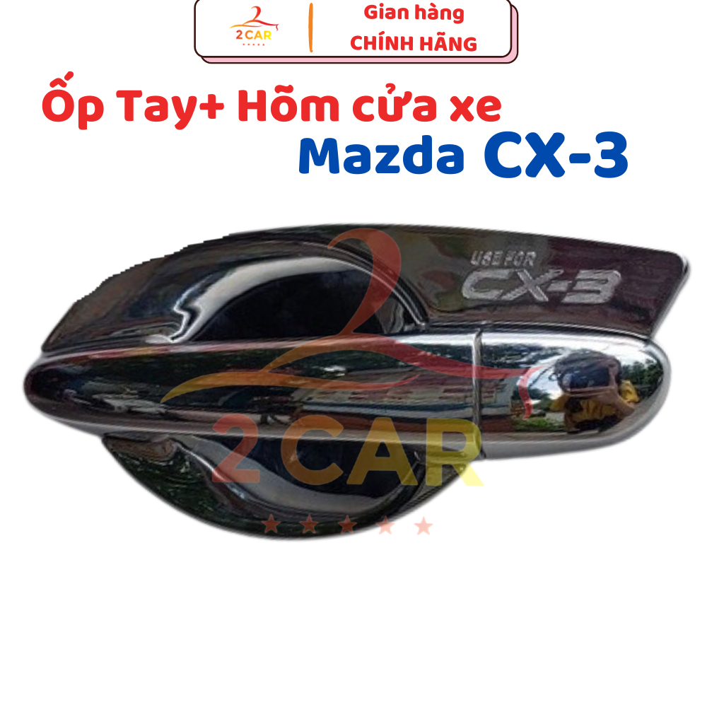 Ốp tay nắm, Hõm cửa xe Mazda CX3, CX-3 2020 - 2025 mạ crom cao cấp