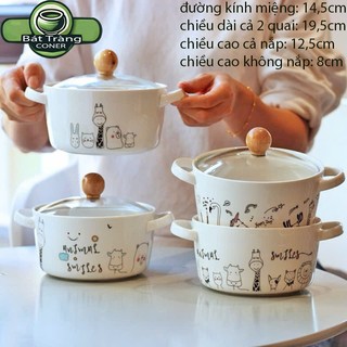 Tô ăn mì bằng sứ nắp kính dáng chiếc nồi siêu xinh (nhiều mẫu)