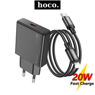 Combo bộ sạc nhanh 20w Hoco củ sạc PD20W Gan kèm dây dù siêu bền cho  xs max 11 12 13 14 pro max