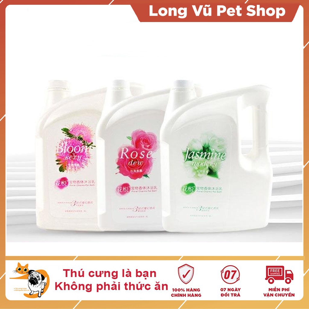  Sữa tắm cho chó mèo hương nước hoa Joyce & Dolls can 4L chuyên spa lưu hương lâu - Long Vũ Pet Shop 
