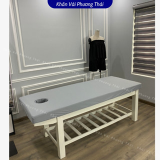Ga bọc đệm giường spa, salon vải thun có chun bao quanh co giãn tốt, khoét lỗ theo yêu cầu