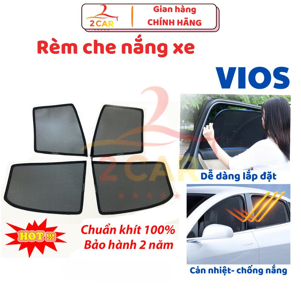 Rèm che nắng xe Vios 2019- 2020- 2021 2022 - 2023 2024 2025 có hút nam châm cao cấp