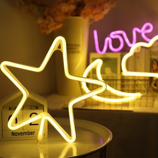 [Neon Light] Đèn Led Ngôi Sao Ánh Sáng Vàng Ấm Treo Tường - Phụ Kiện Decor Phòng Ngủ Siêu Dễ Thương.