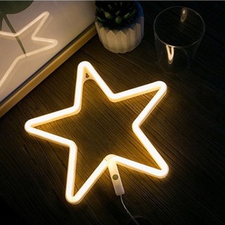 [Neon Light] Đèn Led Ngôi Sao Ánh Sáng Vàng Ấm Treo Tường - Phụ Kiện Decor Phòng Ngủ Siêu Dễ Thương.
