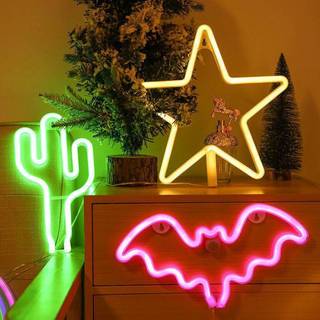 [Neon Light] Đèn Led Ngôi Sao Ánh Sáng Vàng Ấm Treo Tường - Phụ Kiện Decor Phòng Ngủ Siêu Dễ Thương.