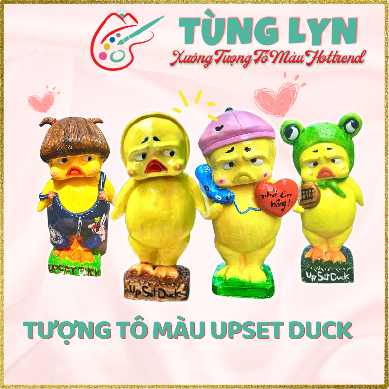 Tô Tượng Thạch Cao Vịt Mặt Qạo Size 20cm, Tượng Tô Vịt UpSet Duck Tượng Tô Màu Tùng Lyn