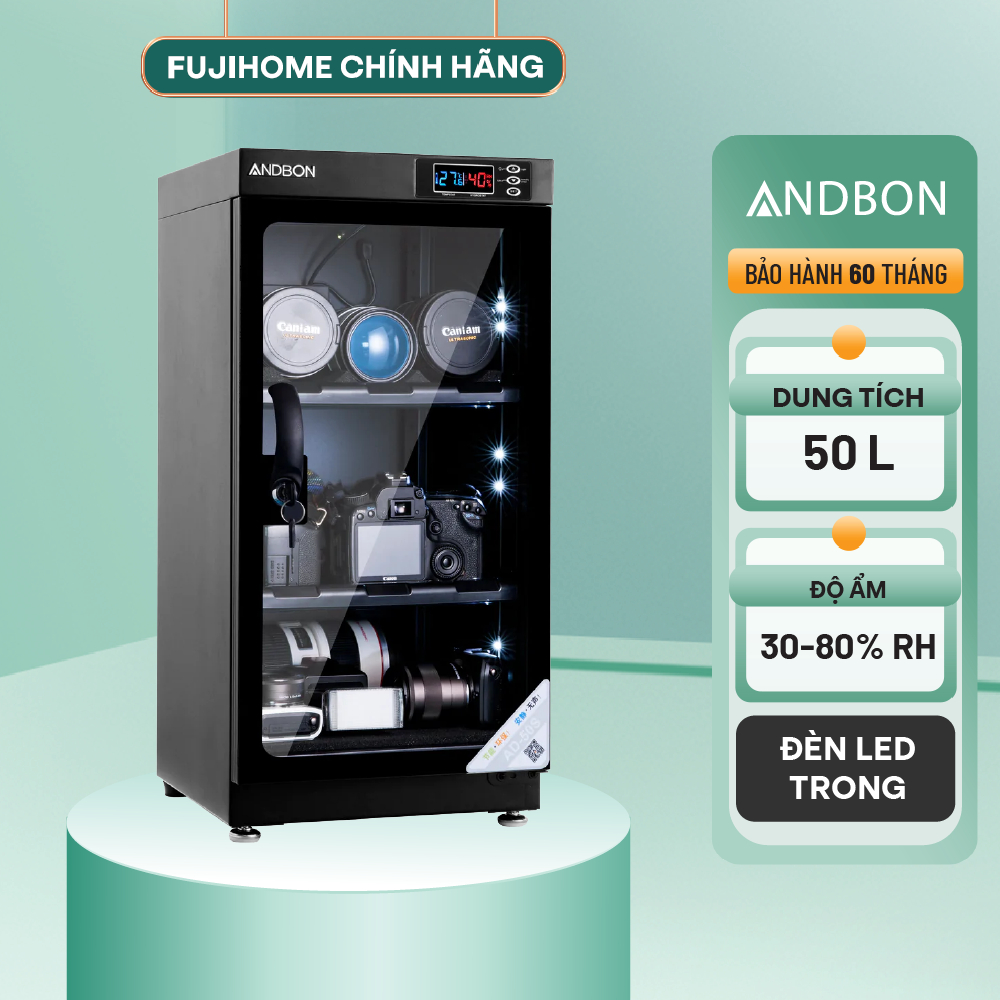 Tủ chống ẩm nhập khẩu ANDBON AD-50S dung tích 50L - Phạm vi khống chế độ ẩm từ 30% - 80% RH