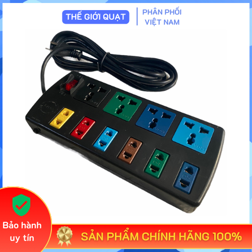 [HỎA TỐC] Ổ cắm LiOA 4D6S52 2200W 5 lỗ đa năng + 5 lỗ 2 chấu, dây dài 5M - Hàng chính hãng