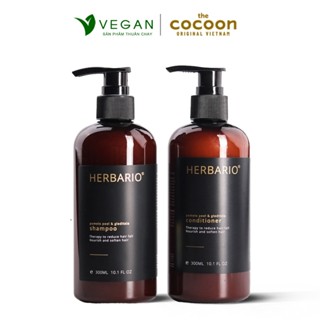 Bộ đôi dầu gội + dầu xả vỏ bưởi & bồ kết Herbario 300ml giảm rụng kích mọc tóc thuần chay