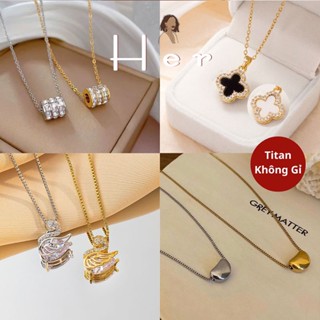 Vòng cổ nữ titan không gỉ hình cỏ 4 lá cao cấp, Dây chuyền đính đá trái tim, thiên nga [TITAN KHÔNG GỈ] Her Accessories