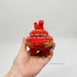 Lư trầm sứ Màu ĐỎ, đốt trầm sứ đỏ