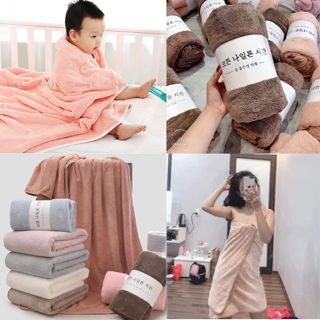 Khăn tắm lông cừu Hàn Quốc loại 1 cỡ lớn 70x140cm, siêu mềm mịn thấm hút nước tốt, nhiều màu