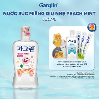 Nước súc miệng cho răng nhạy cảm vị đào bạc hà Garglin Peachmint không cồn chai 750ml