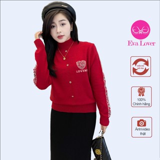Áo len nữ cổ 3 thêu chữ LOVERS dáng xuông  free size chất len thỏ dầy dặn  siêu xinh mùa đông Evalover
