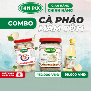 Combo cà pháo mắm tôm Tâm Đức 3 loại mắm tôm chai thủy tinh 200g, cà pháo trắng 350g, giấm táo 180ml ăn kèm bữa cơm