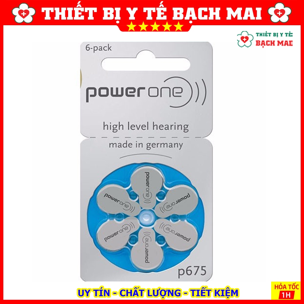 70K/vỉ 6 Viên Pin 675 Pin Máy Trợ Thính 675 Power One 675