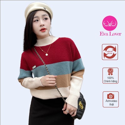 Áo Len Kẻ Ngang To Mã 801 Phối Nhiều Màu Chất Len Gạo Dầy Dặn Kiểu Dáng Xuông Evalover